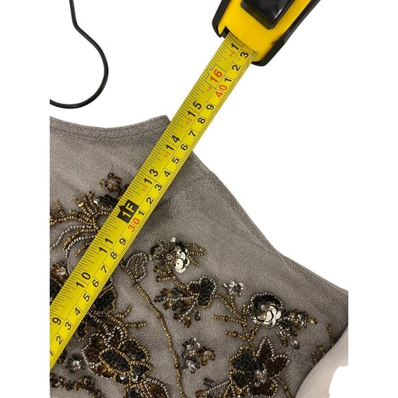 Zara Women Bodysuit Small S Gray Beaded Floral Embellished sheer 7521/200 NWOT - Picture 10 of 12
